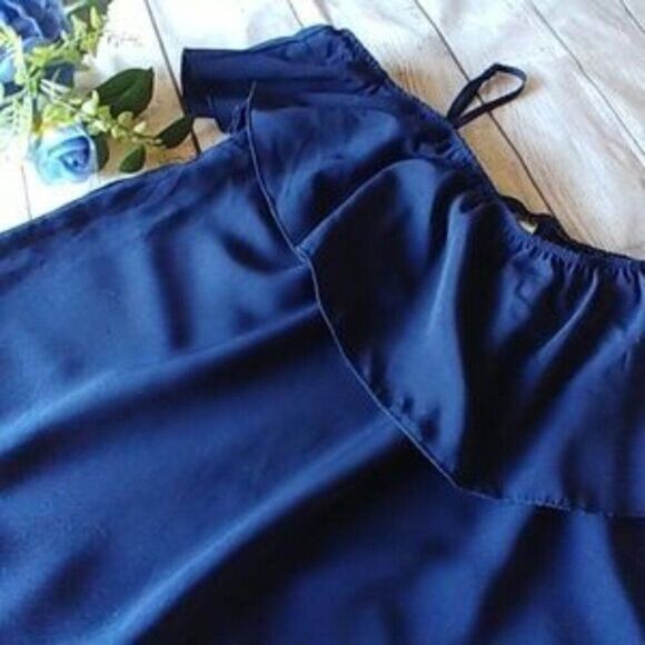 Sapphire Blue Lace Edge Ruffle Top  - Picture 4 of 8